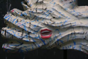 modern figurative polychromatic sculpture Chimera