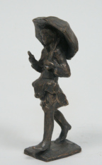 Modern figurative bronze sculpture shopping girl