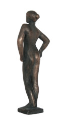 Modern figurative bronze sculpture sprts girl warm up